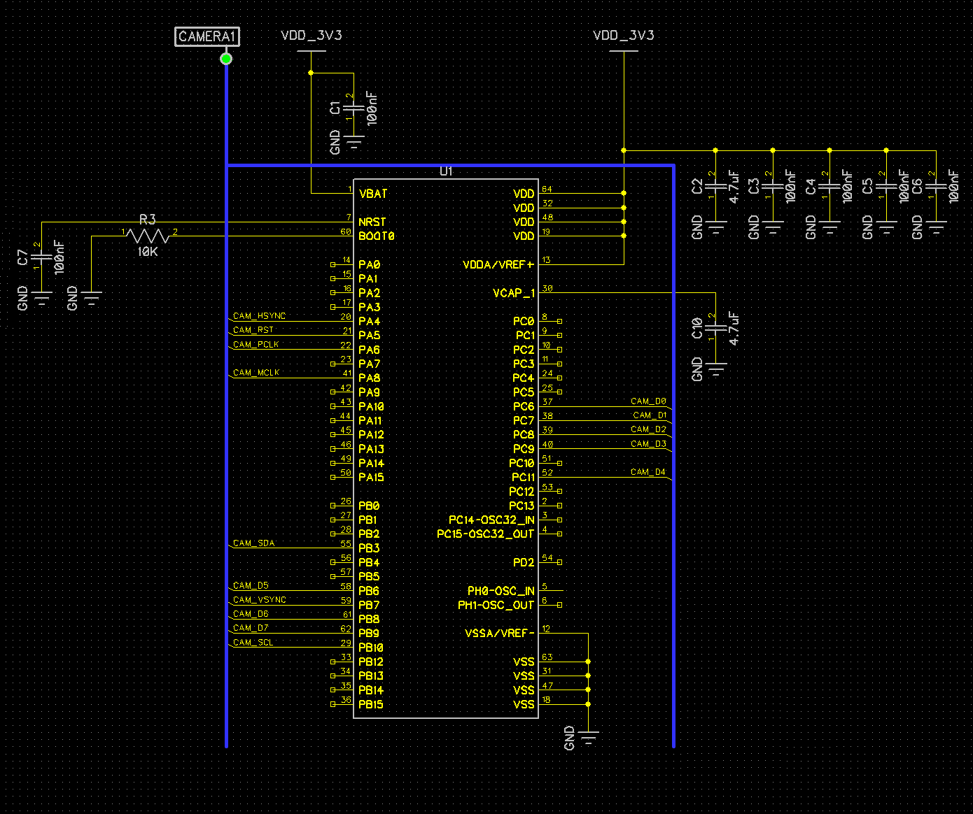 stm32 ov2640 interfacing schematic