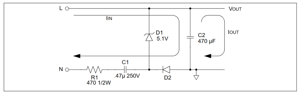 ESP32 capacitive ac mains power supply schematic