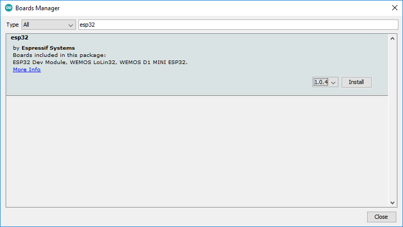 install latest esp32 boards package on arduino ide