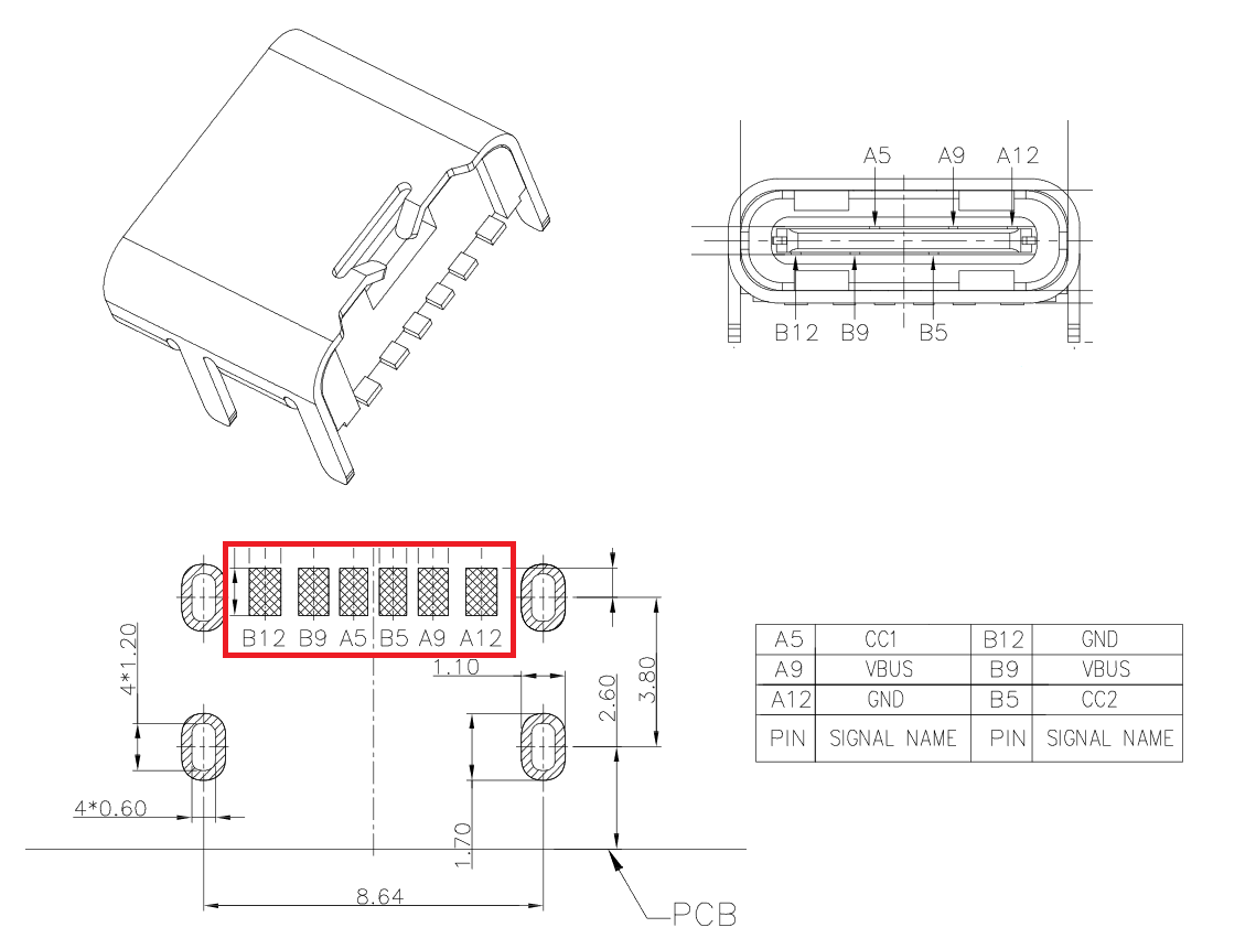 Replace microUSB with USB-C Connector with CC Pins