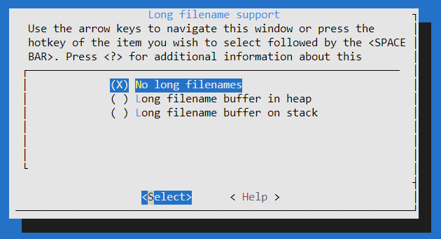 esp-idf enable fat32 long filename support menuconfig