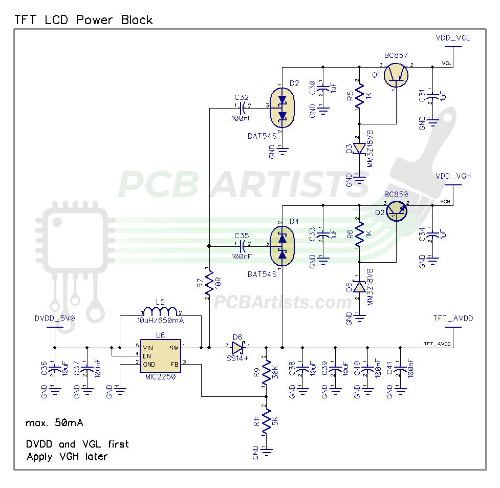 schematic vgh vgl vcom avdd voltage tft lcd