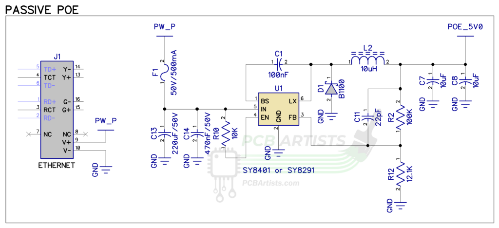 esp32 passive poe schematic circuit diagram