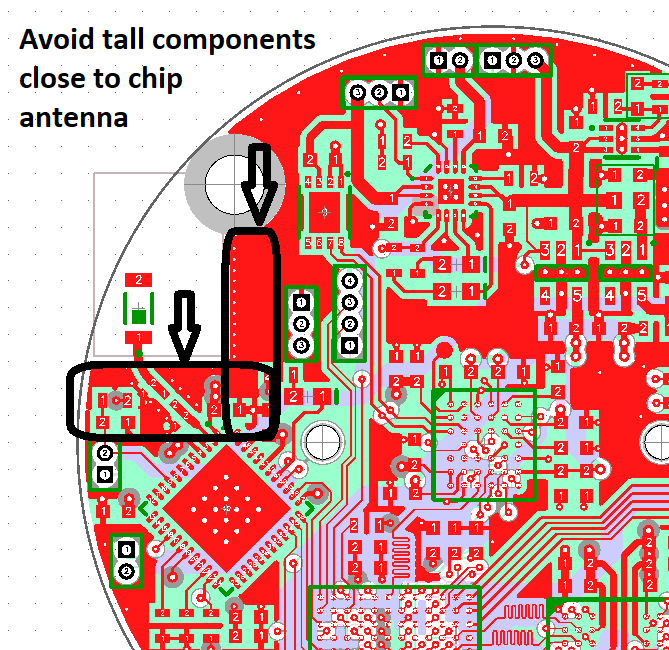 chip antenna pcb layout route keepout