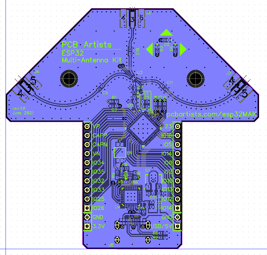 esp32 multiple antenna pcb design long range