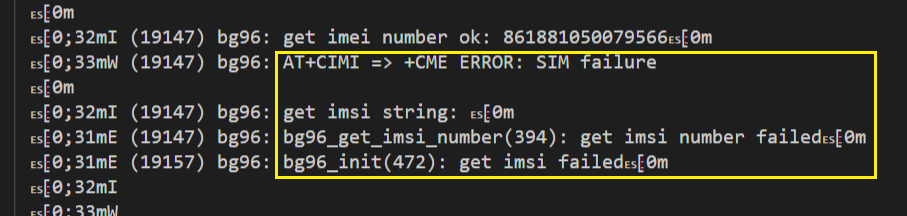 ERROR SIM failure AT+CIMI command