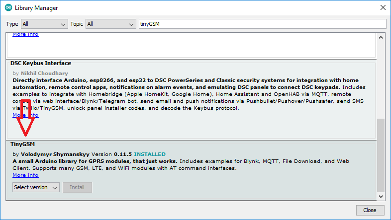 install tinyGSM arduino library for esp32 sim7600 gateway