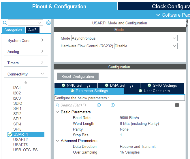 stm32 uart settings for zmod4510