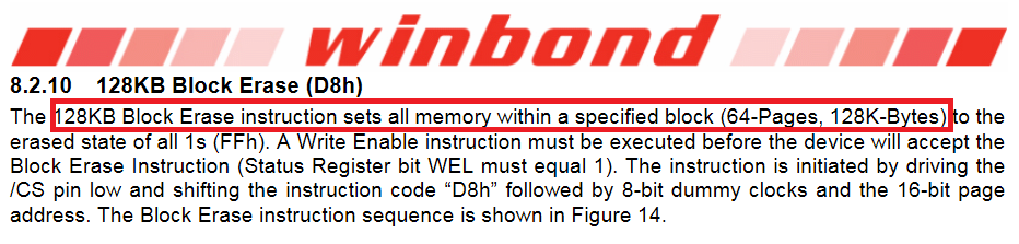 W25N01 with ESP32 128KB erase block size