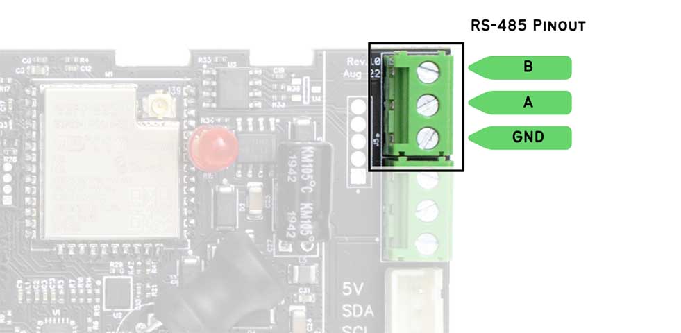 ESP32 gateway RS 485 modbus pinout