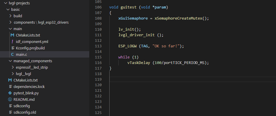 building lvgl with esp32 basic C program