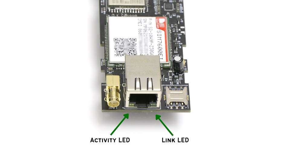 esp32 ethernet connector link and activity LED