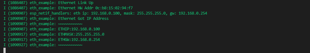 esp32 ethernet obtained ip address