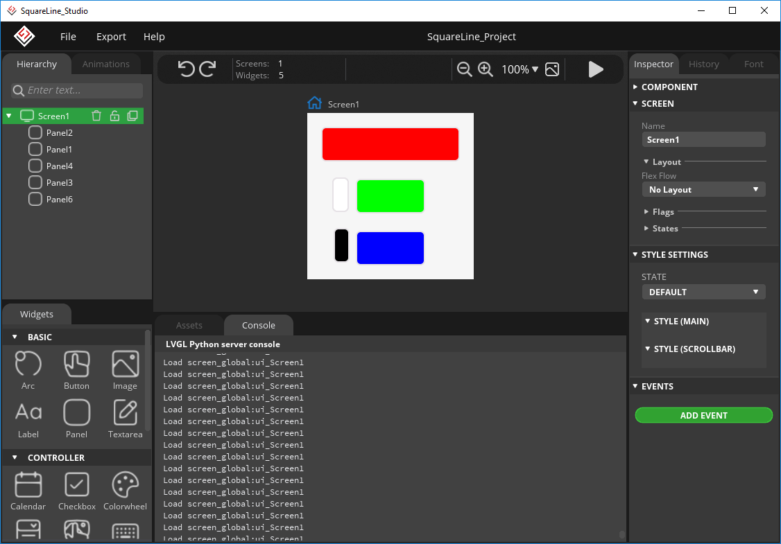 esp32 lvgl project with squareline studio