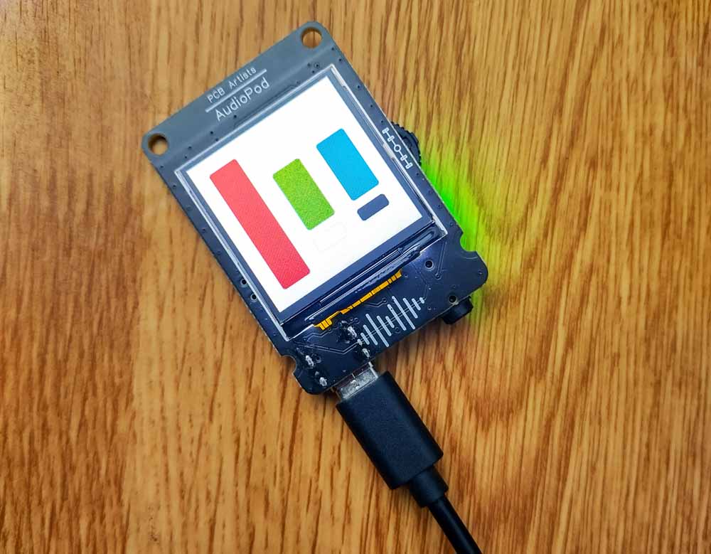 pcbartists audiopod esp32-c3 graphics testing lvgl